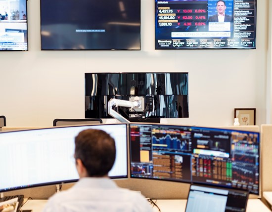 Een tradingroom bij Robeco